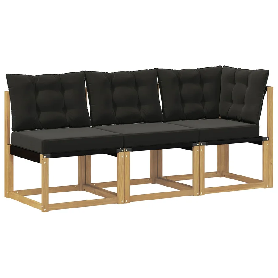 Canapé d’extérieur milieu et coin avec coussin 3 Pièce Blanc - 2
