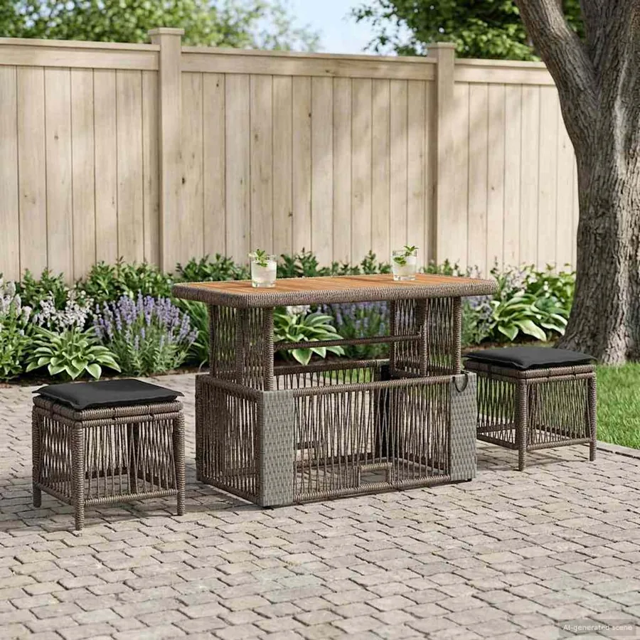 Ensemble de salle à manger pour jardin 4 pcs Gris et Gris foncé