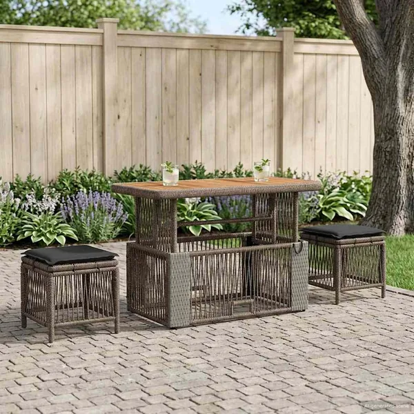 Ensemble de salle à manger pour jardin 4 pcs Gris et Gris foncé