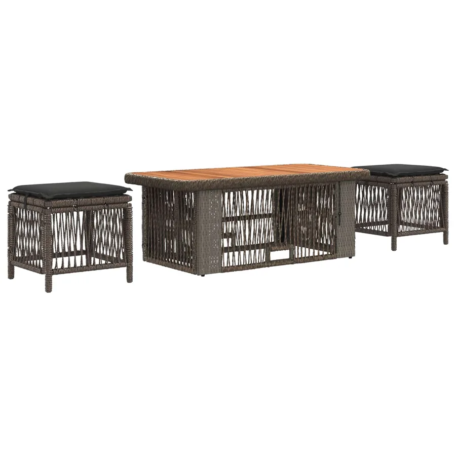 Ensemble de salle à manger pour jardin 4 pcs Gris et Gris foncé - 2