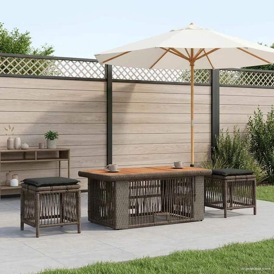 Ensemble de salle à manger pour jardin 4 pcs Gris et Gris foncé - 3