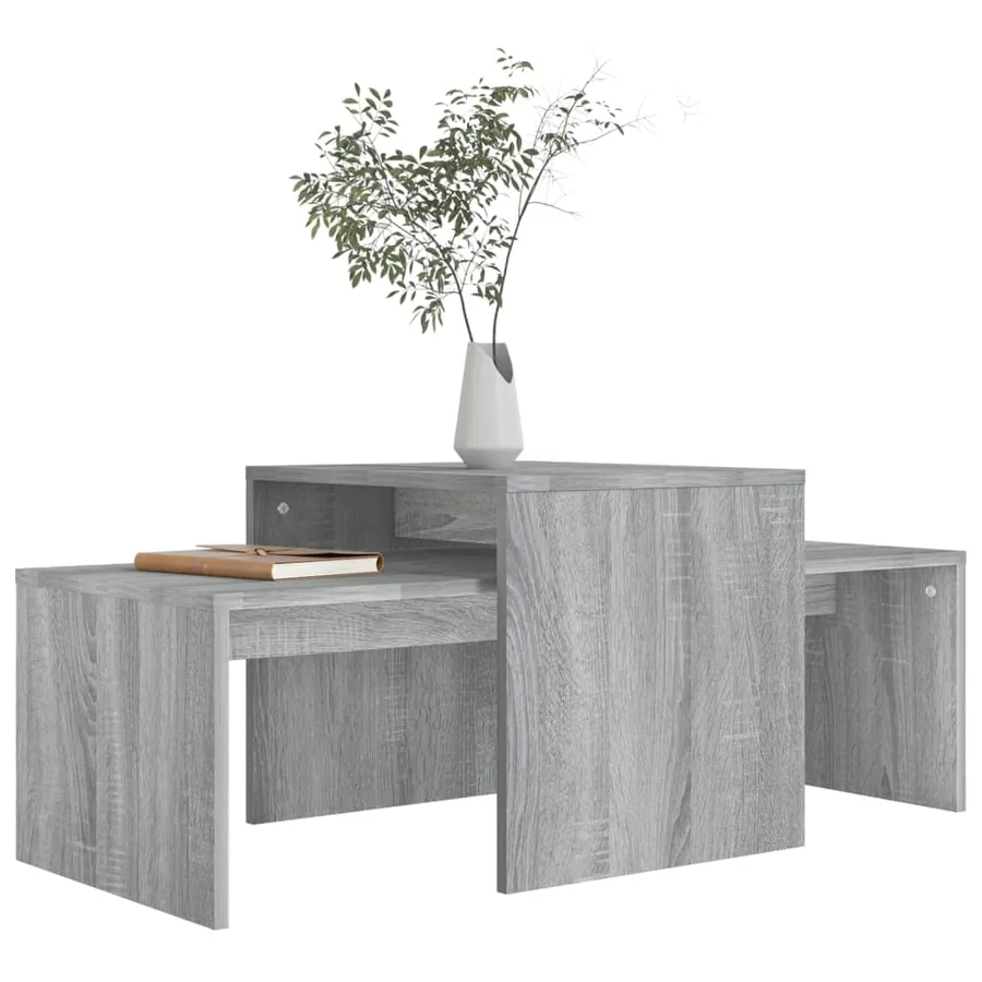 Ensemble table basse Sonoma gris 100x48x40 cm Bois d'ingénierie - 3