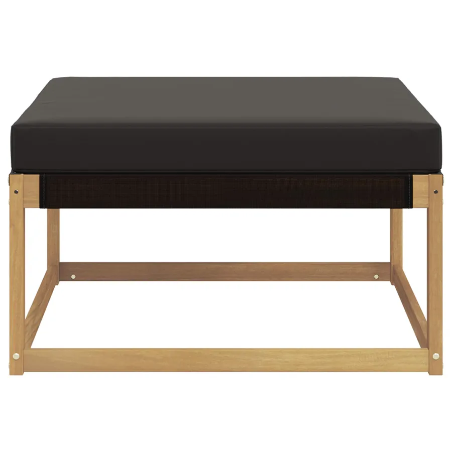 Pouf d'Extérieur Bois d'acacia massif et Textilène Blanc - 5