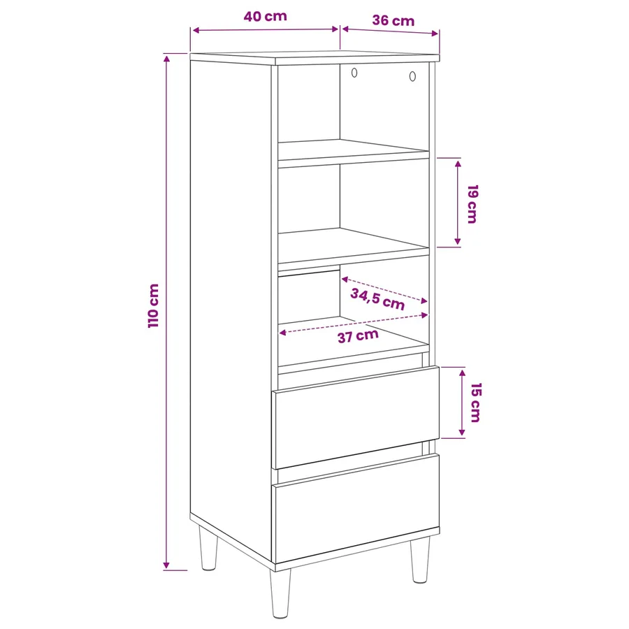 Haut Armoire Chêne noir 40 x 36 x 110 cm Bois d'ingénierie - 5