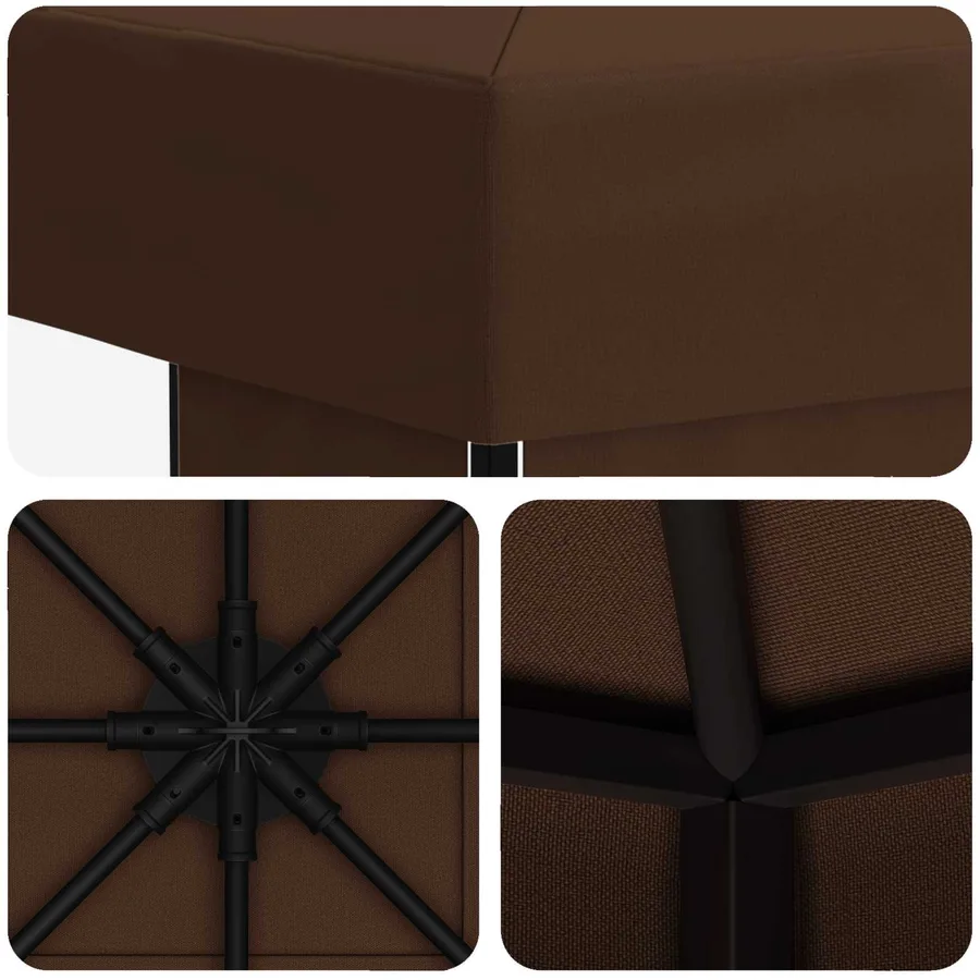 Pavillon 3 x 3 m Marron Polyester et Acier 190 gsm - 5