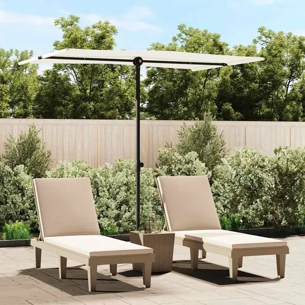 Parasol de jardin avec mât en aluminium 2x1,5 m Blanc sable