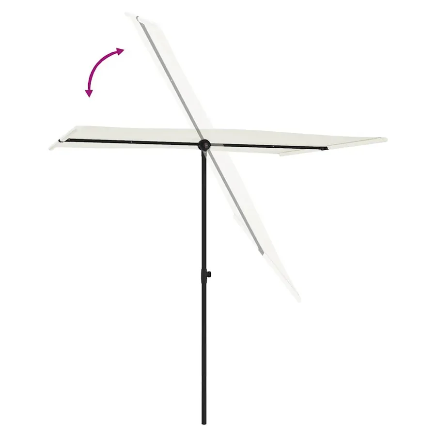 Parasol de jardin avec mât en aluminium 2x1,5 m Blanc sable - 6