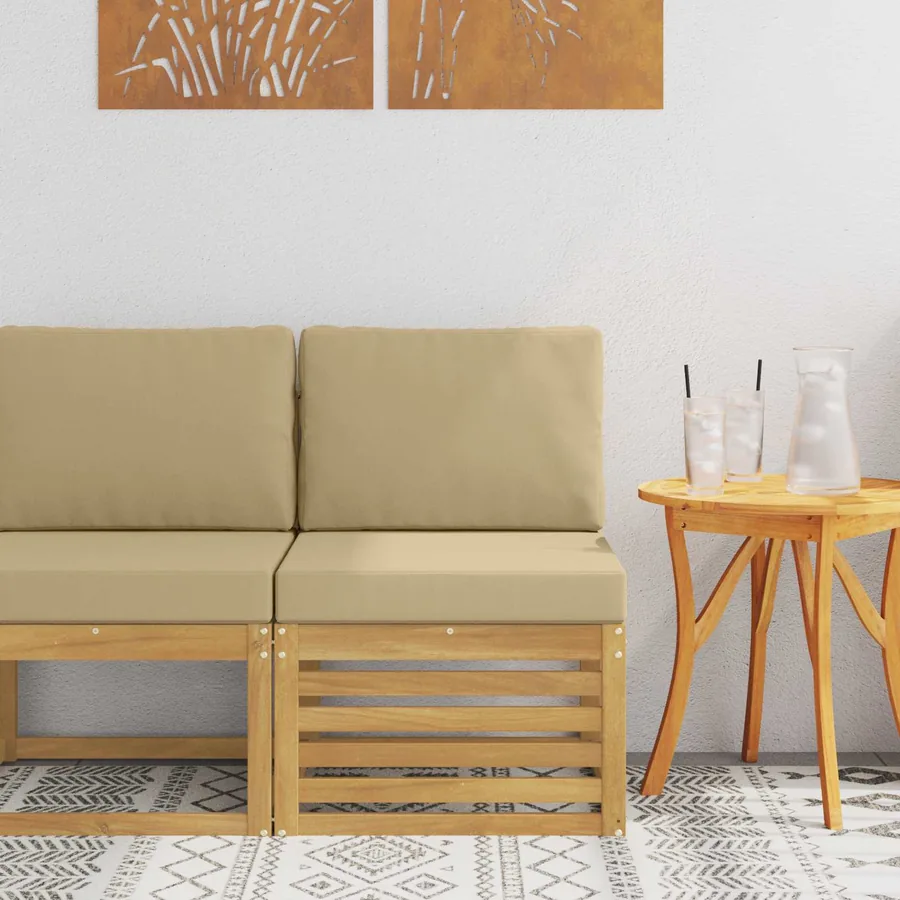 Sofa de milieu extérieur Bois d'Acacia Massif Blanc