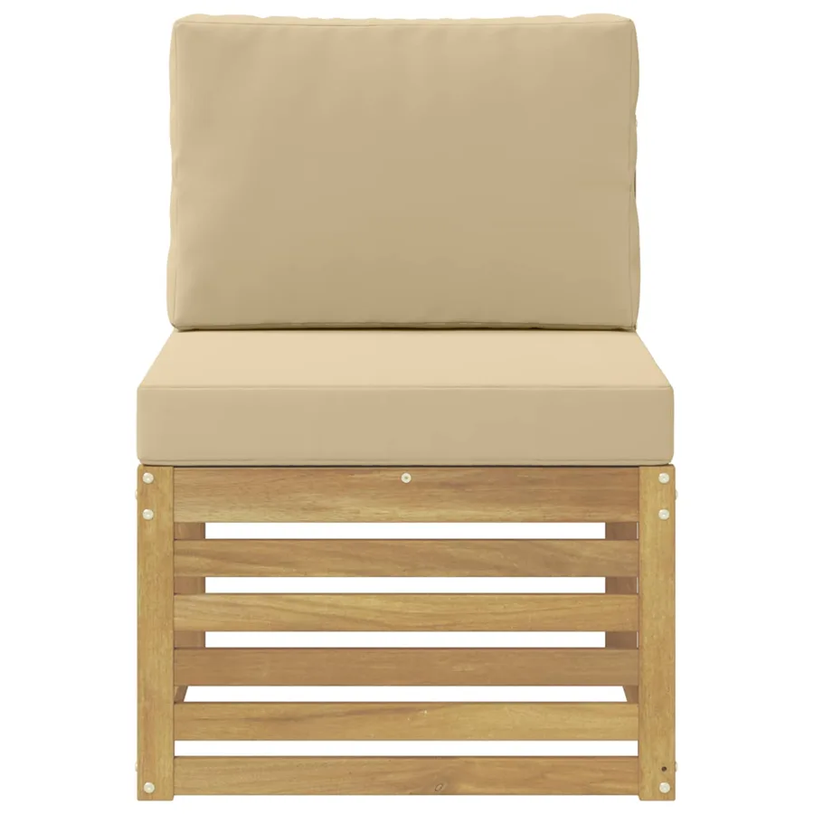 Sofa de milieu extérieur Bois d'Acacia Massif Blanc - 3