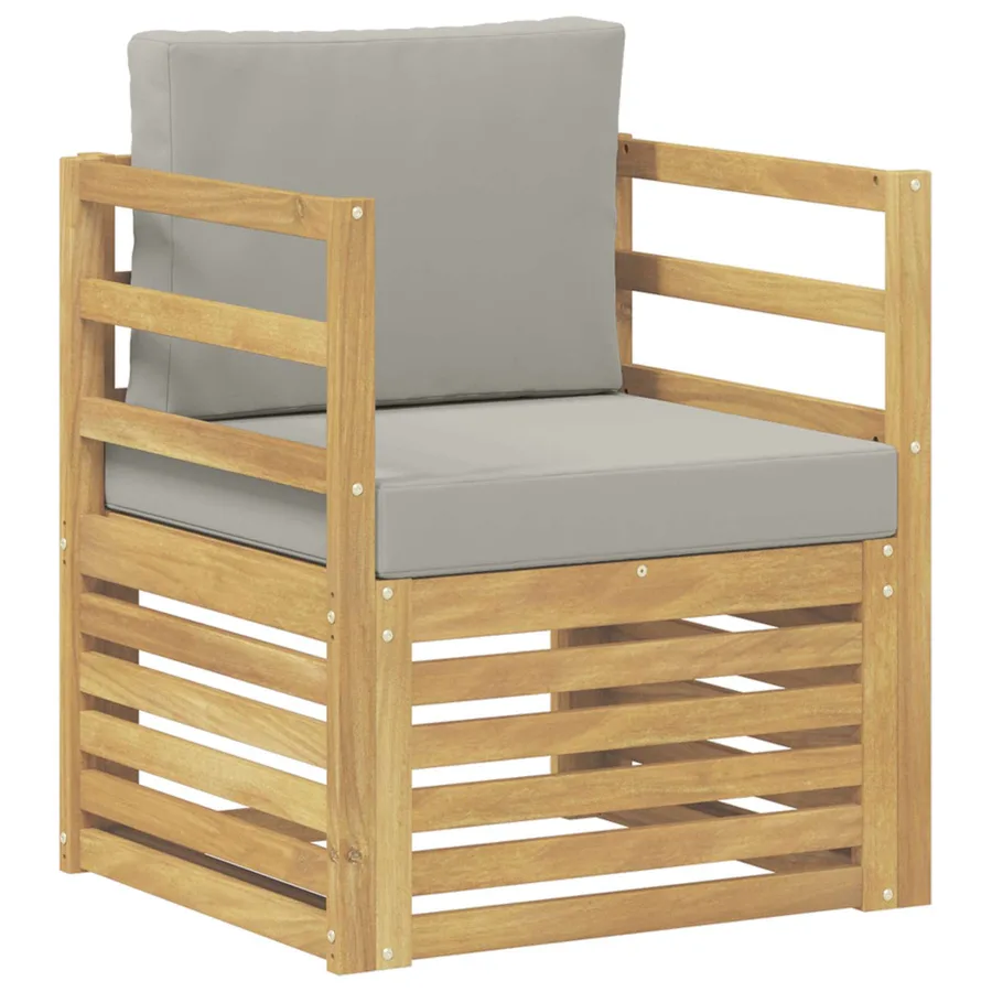 Canapé d’extérieur Polyester Blanc et gris clair - 2