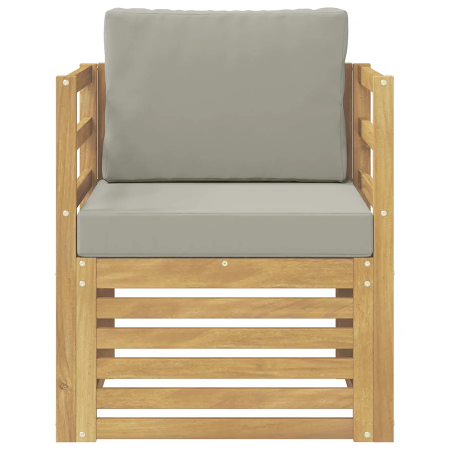 Canapé d’extérieur Polyester Blanc et gris clair - 3