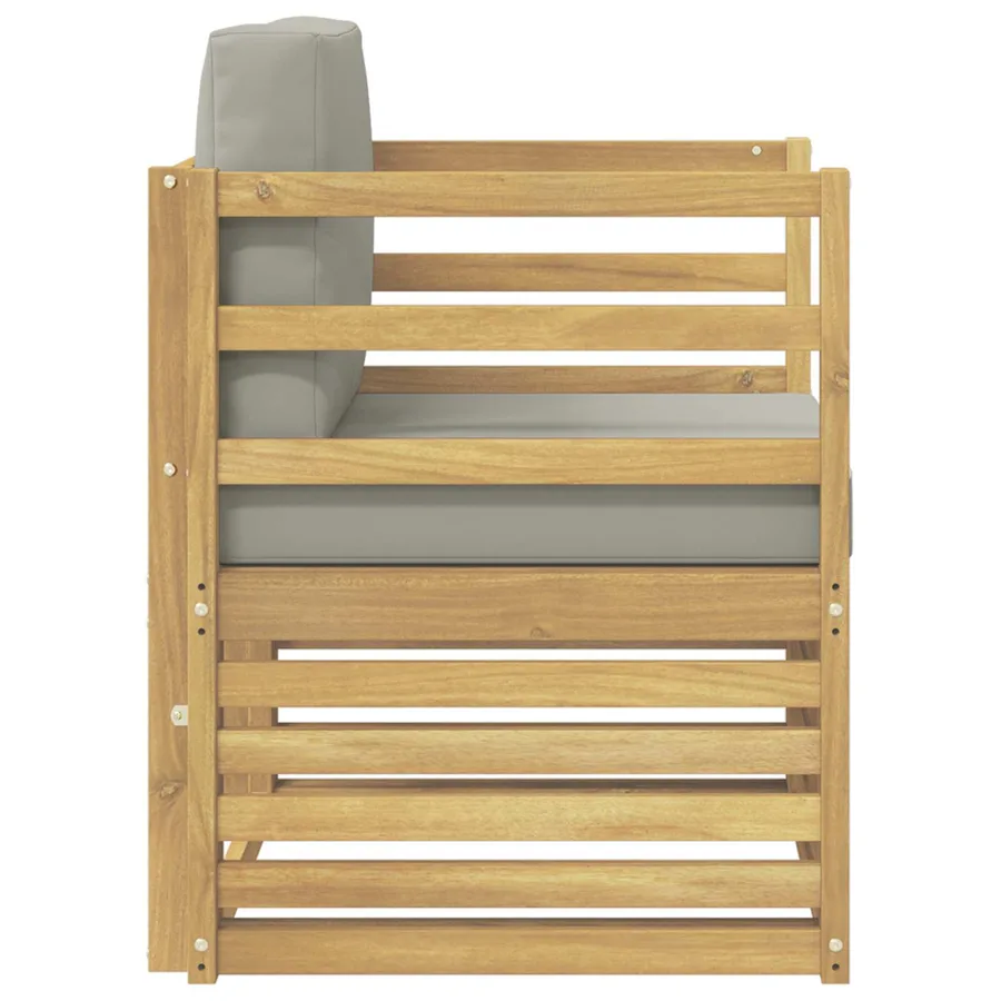 Canapé d’extérieur Polyester Blanc et gris clair - 4