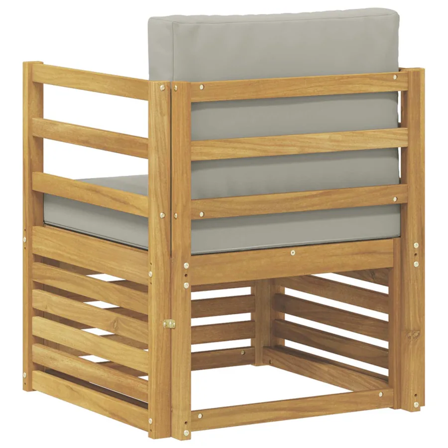 Canapé d’extérieur Polyester Blanc et gris clair - 5