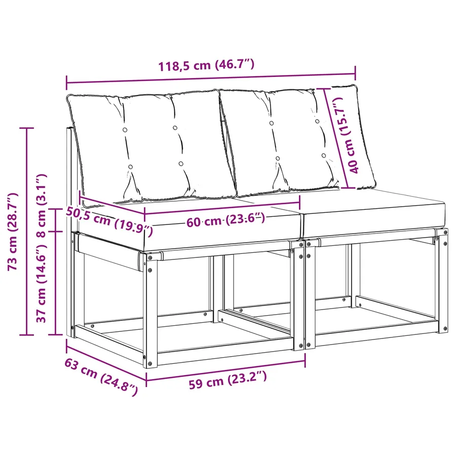 2 Pièce Sofa de milieu extérieur - 9