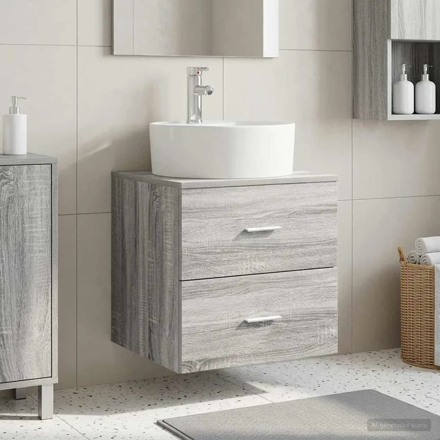 Vanité de lavabo mural Sonoma gris 49,5 x 44,5 x 65 cm
