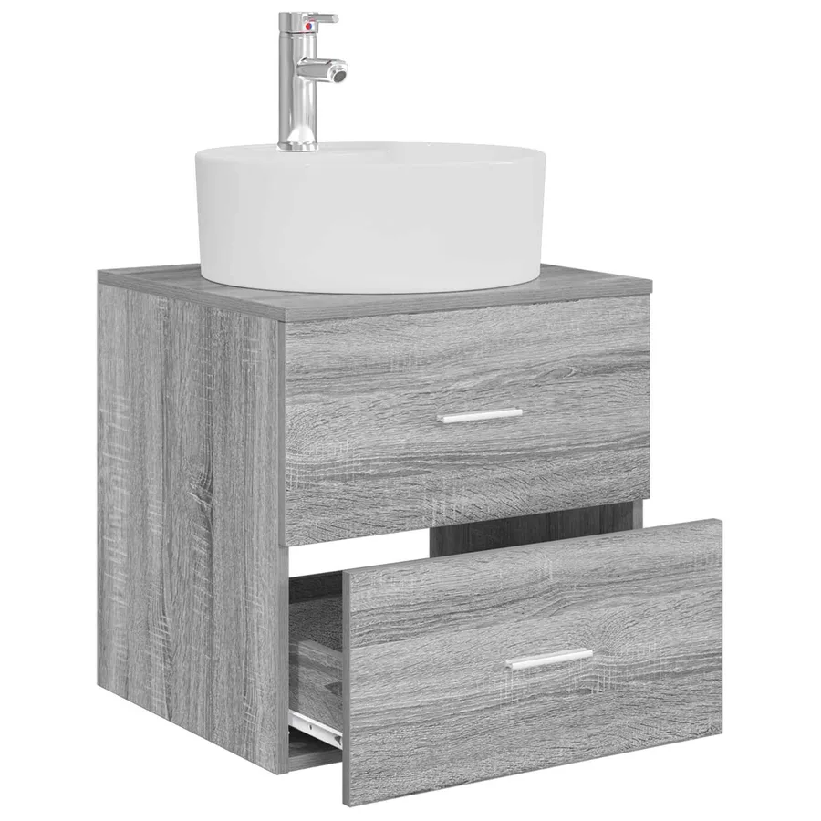 Vanité de lavabo mural Sonoma gris 49,5 x 44,5 x 65 cm - 3
