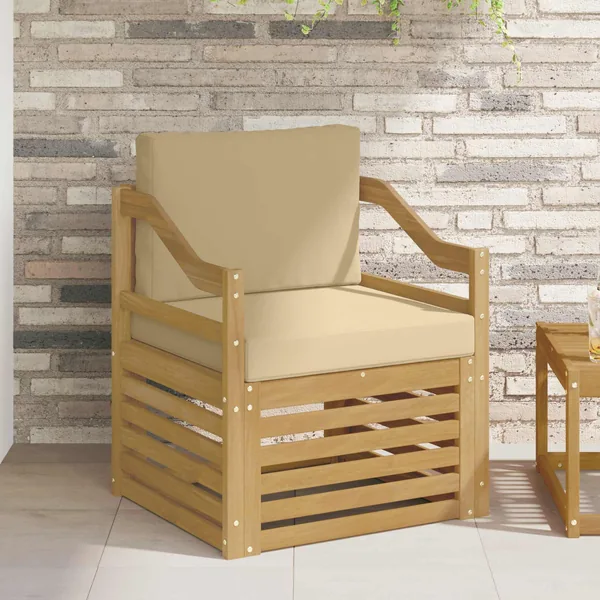 Canapé d’extérieur Polyester Blanc et beige