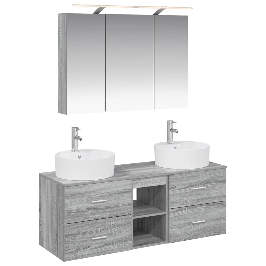 Ensemble de mobilier de salle de bain 4 pcs Sonoma gris - 2