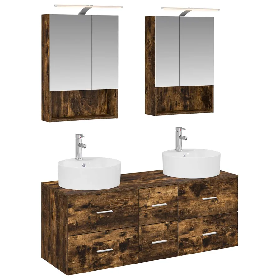 Ensemble de mobilier de salle de bain 5 pcs Chêne fumé - 2
