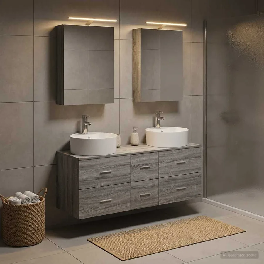 Ensemble de mobilier de salle de bain 5 pcs Sonoma gris