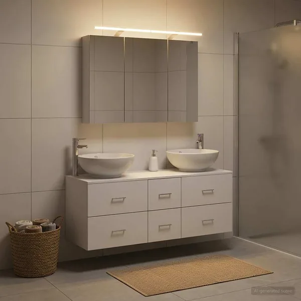 Ensemble de mobilier de salle de bain 4 pcs Blanc