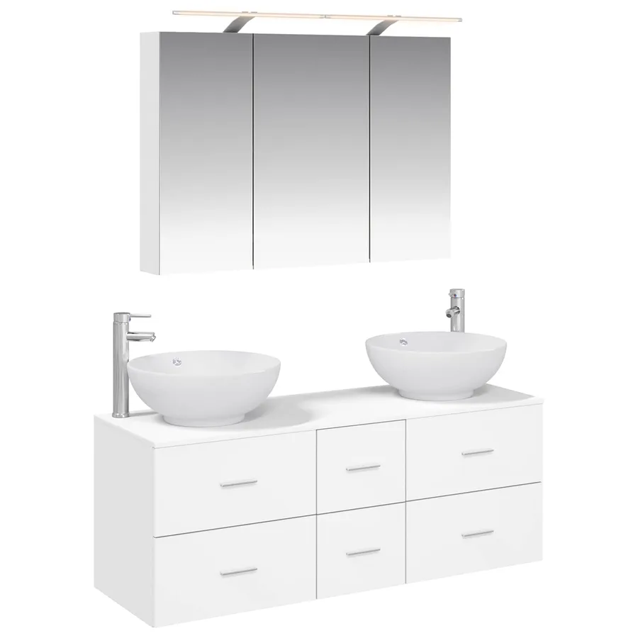 Ensemble de mobilier de salle de bain 4 pcs Blanc - 2