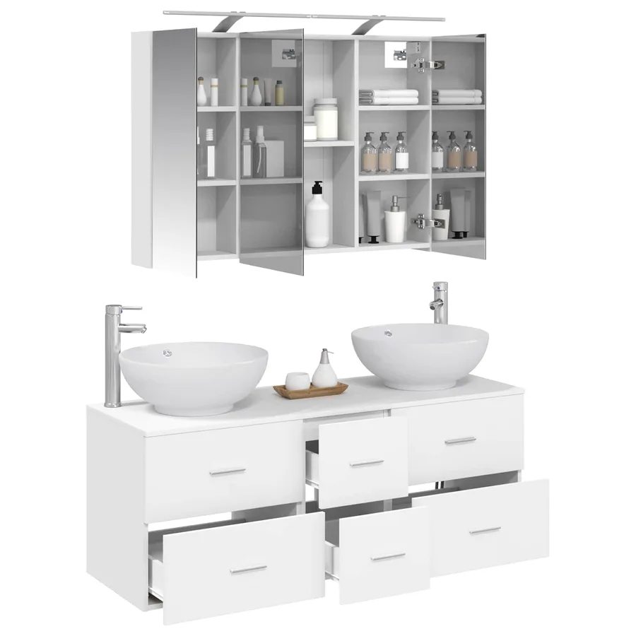 Ensemble de mobilier de salle de bain 4 pcs Blanc - 3