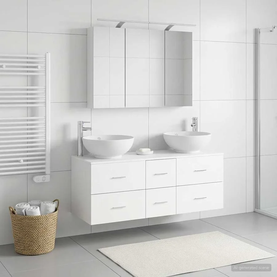 Ensemble de mobilier de salle de bain 4 pcs Blanc - 4