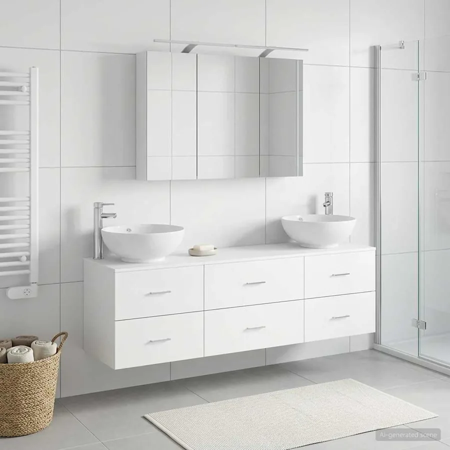 Ensemble de mobilier de salle de bain 4 pcs Blanc