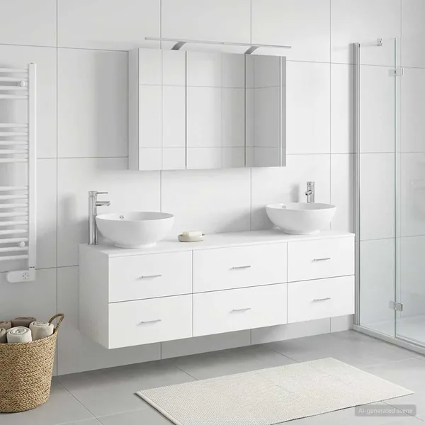 Ensemble de mobilier de salle de bain 4 pcs Blanc