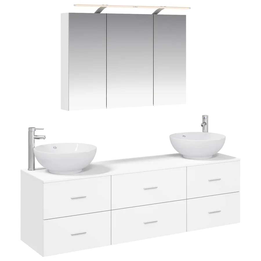 Ensemble de mobilier de salle de bain 4 pcs Blanc - 2