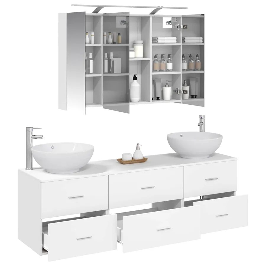 Ensemble de mobilier de salle de bain 4 pcs Blanc - 3