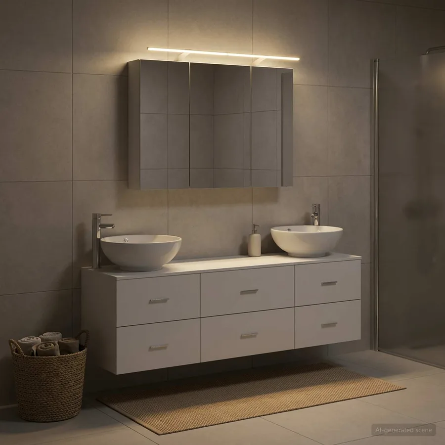Ensemble de mobilier de salle de bain 4 pcs Blanc - 4