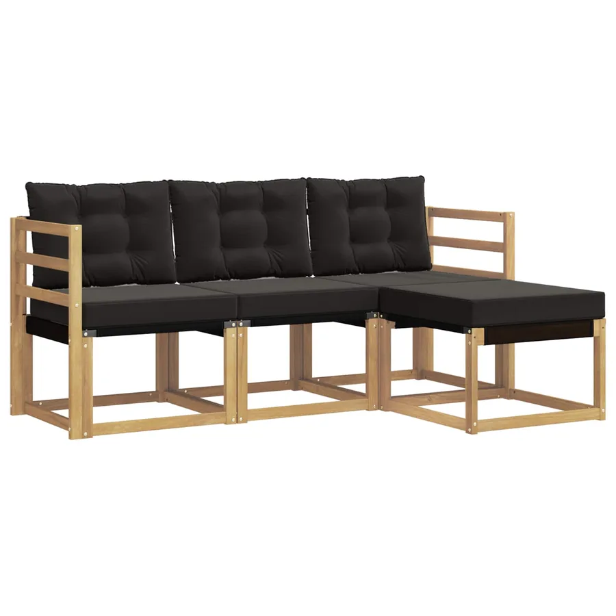 Ensemble de canapés d'extérieur 4 pcs Blanc et noir - 2