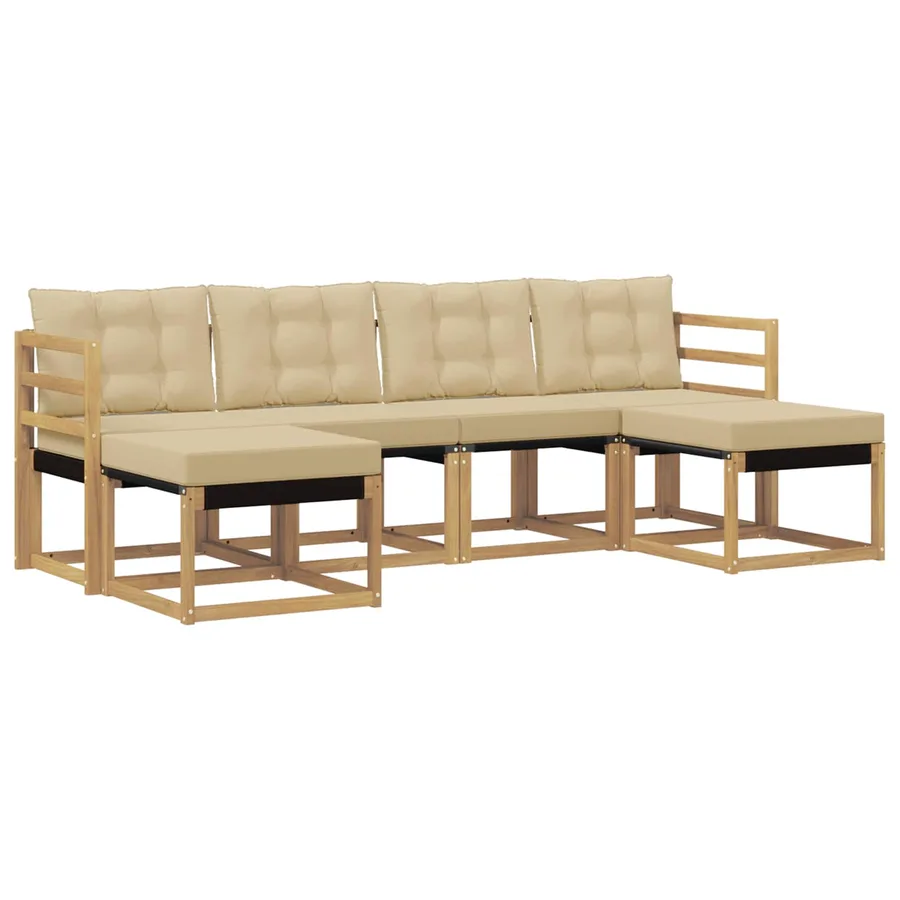 Ensemble de canapés d'extérieur 6 pcs Blanc et Beige - 2