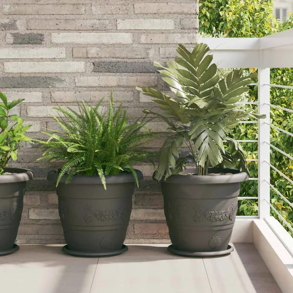Pots de plantes 6 pcs Noir Ø 39 x 32 cm Plastique