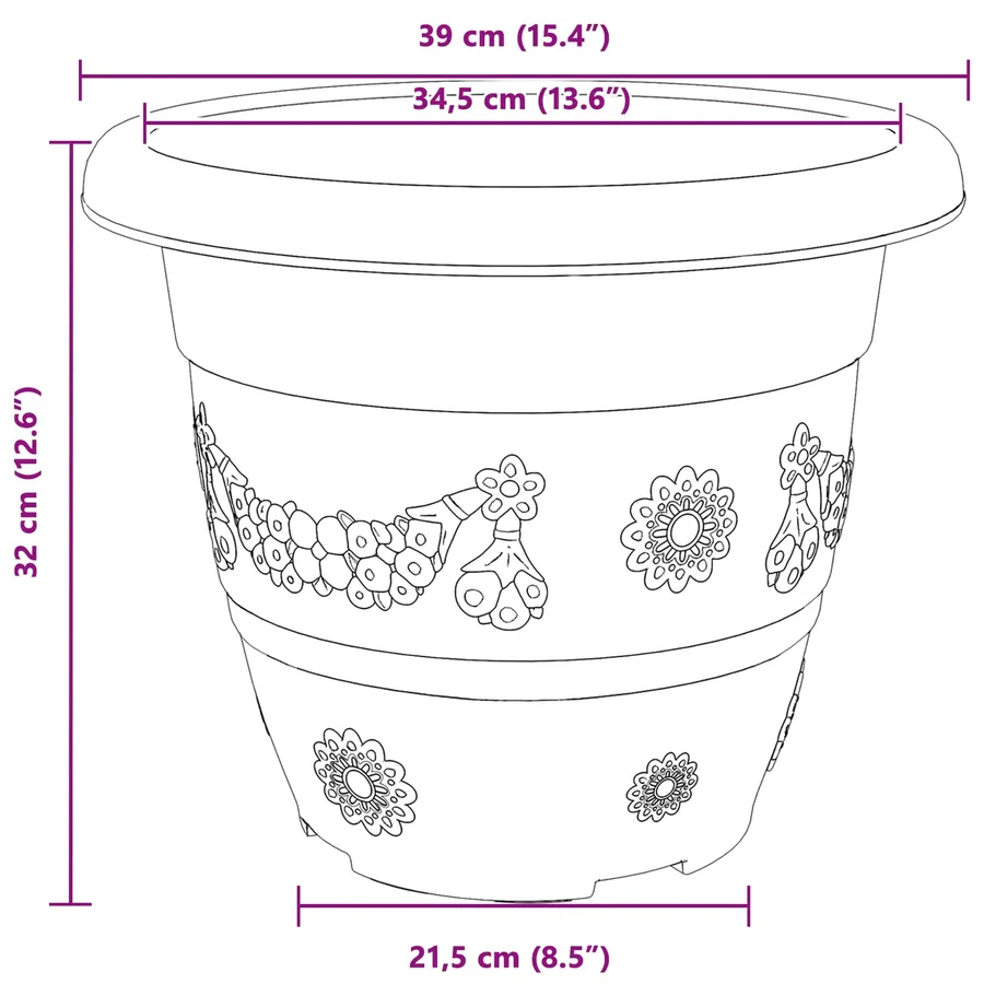 Pots de plantes 6 pcs Noir Ø 39 x 32 cm Plastique - 11
