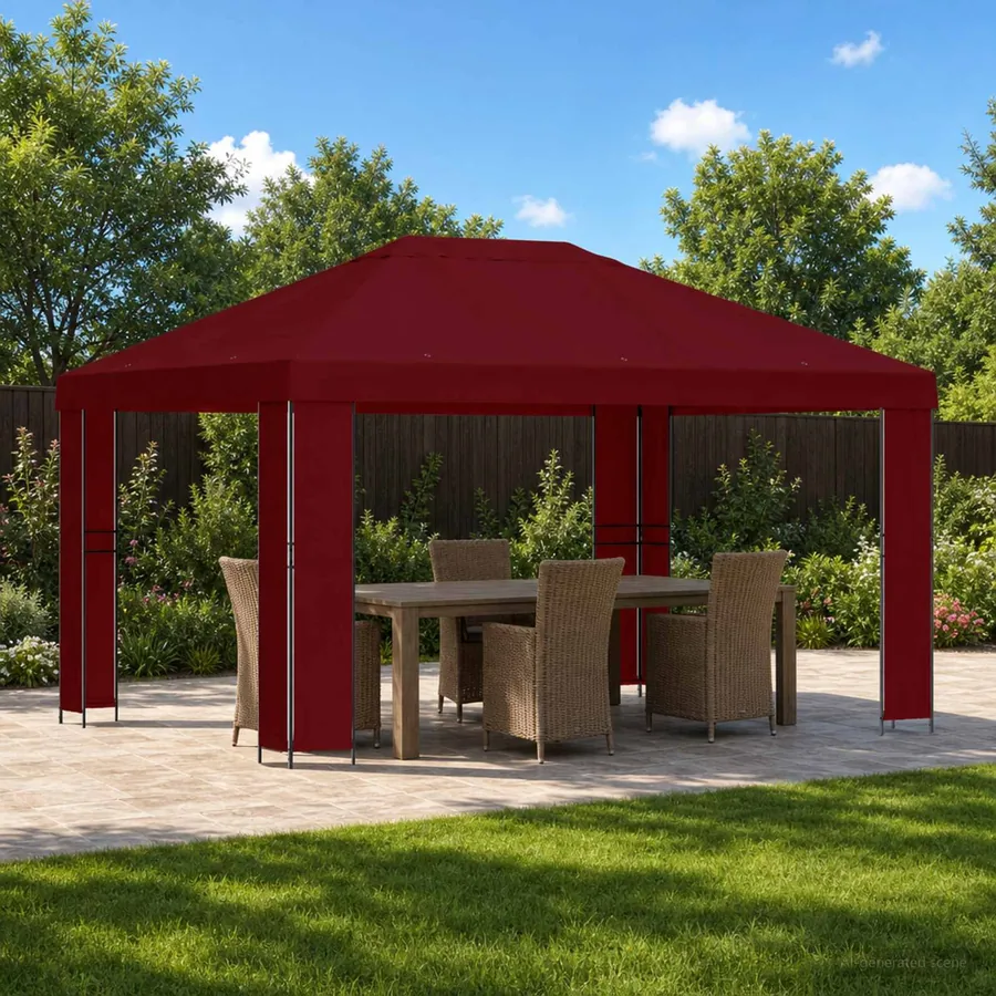 Pavillon 4 × 3 m Bordeaux Polyester et Acier 190 gsm