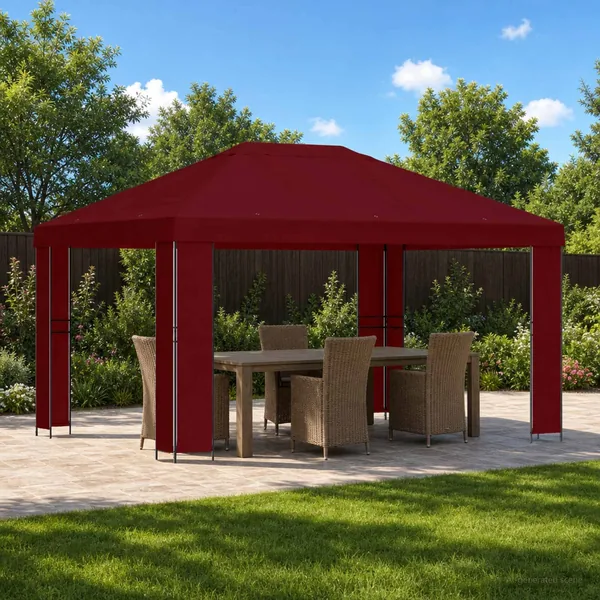 Pavillon 4 × 3 m Bordeaux Polyester et Acier 190 gsm