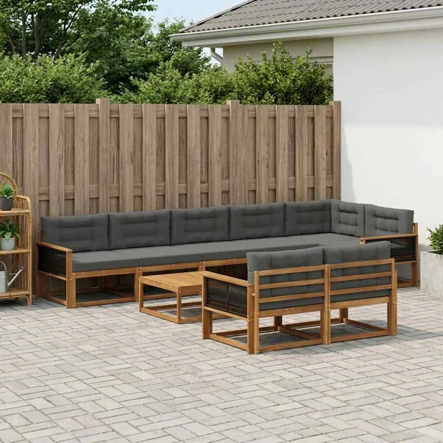 Ensemble de canapés d'extérieur 9 pcs Naturel et Anthracite