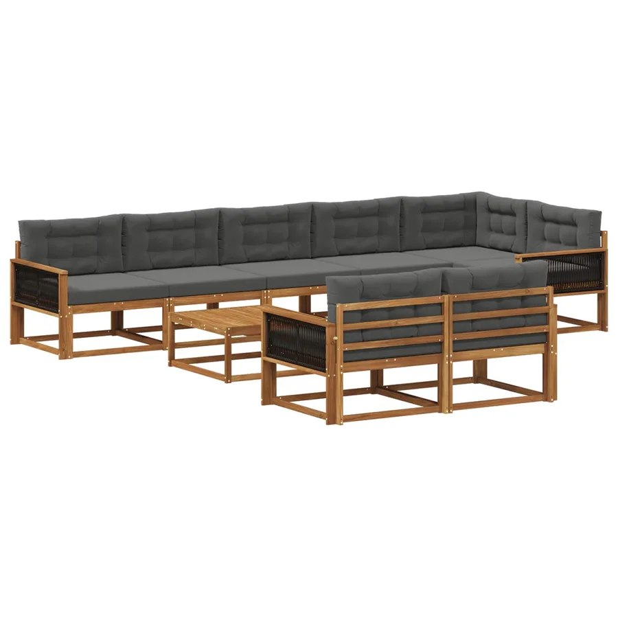 Ensemble de canapés d'extérieur 9 pcs Naturel et Anthracite - 2