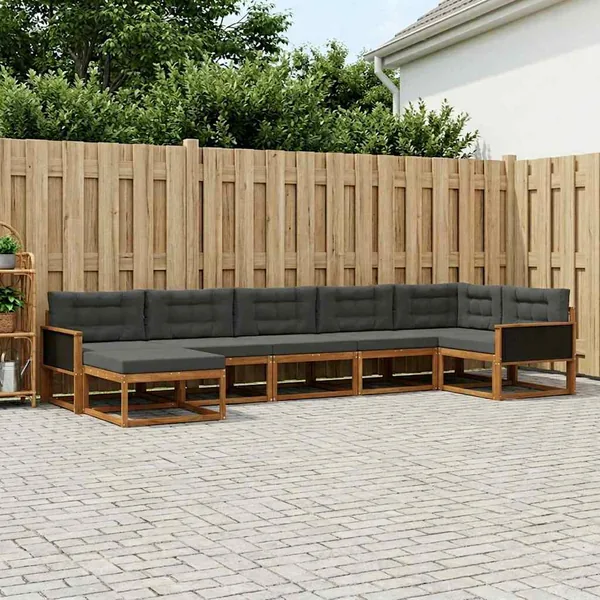 Ensemble de canapés d'extérieur 7 pcs Naturel et Anthracite