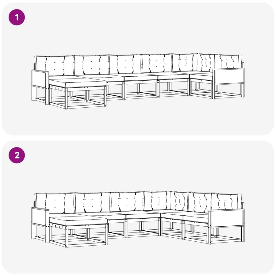 Ensemble de canapés d'extérieur 7 pcs Naturel et Anthracite - 7