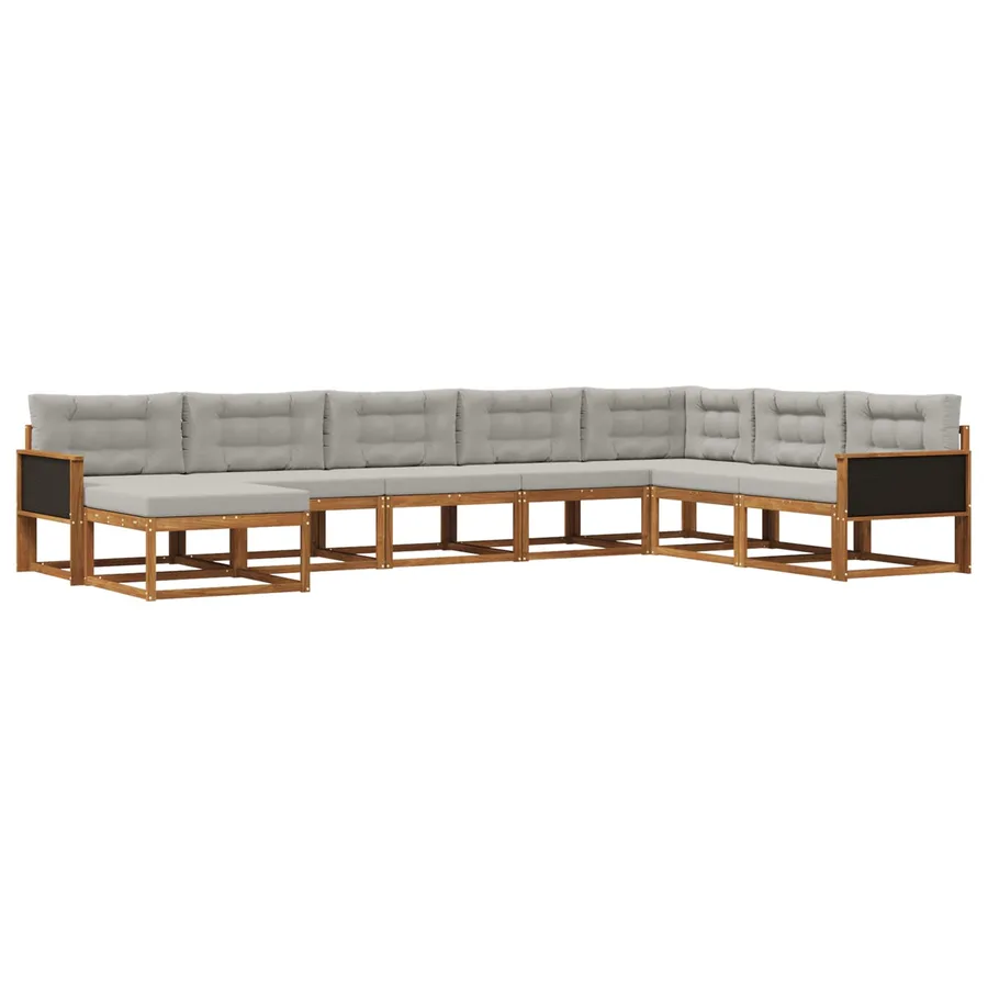 Ensemble de canapés d'extérieur 8 pcs Naturel et gris clair - 2