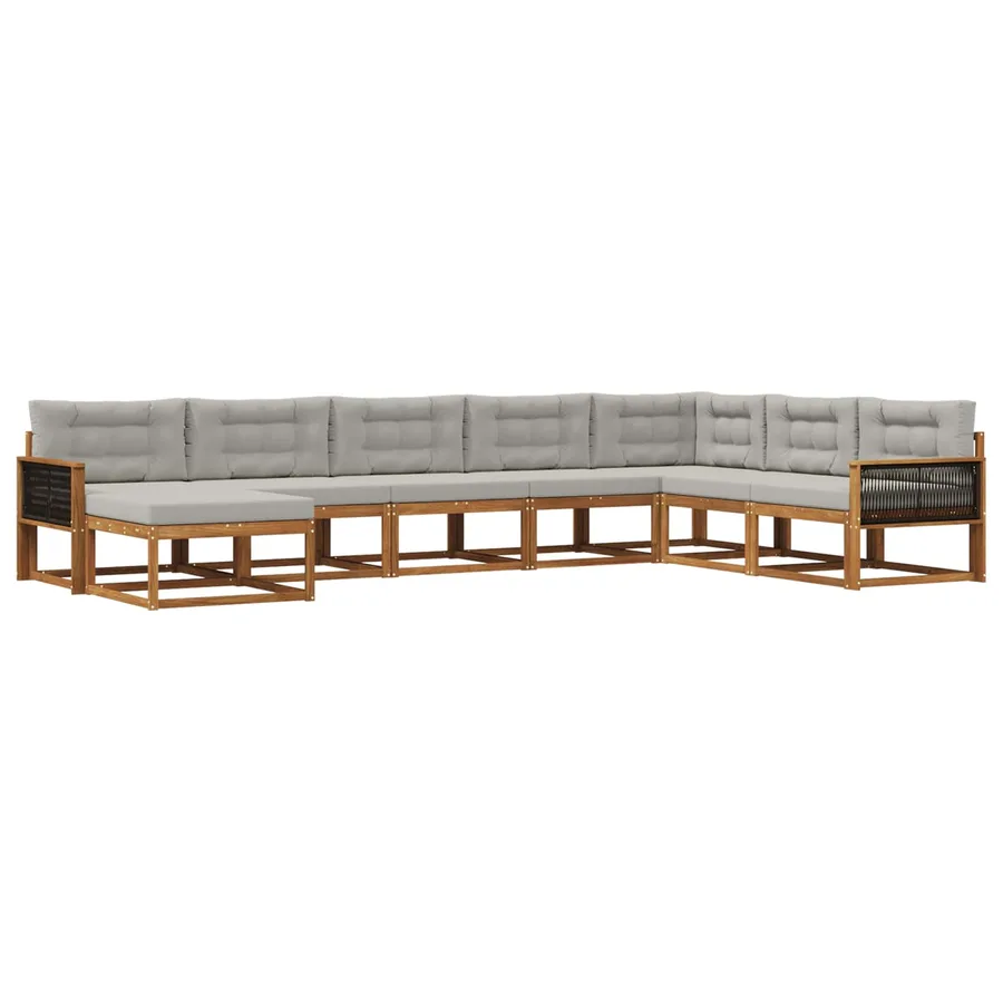 Ensemble de canapés d'extérieur 8 pcs Naturel et gris clair - 2