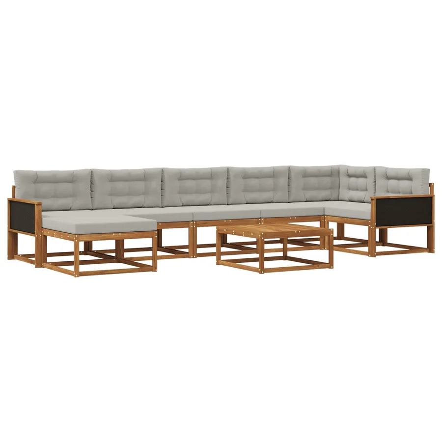 Ensemble de canapés d'extérieur 8 pcs Naturel et gris clair - 2