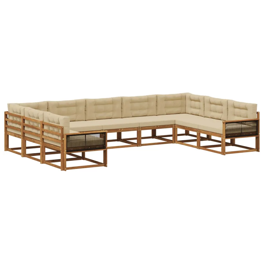 Ensemble de canapés d'extérieur 9 pcs Naturel et Beige - 2