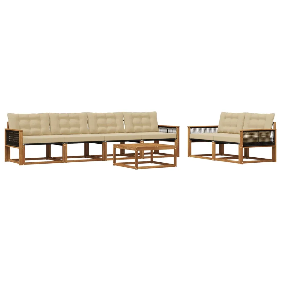 Ensemble de canapés d'extérieur 7 pcs Naturel et Beige - 2