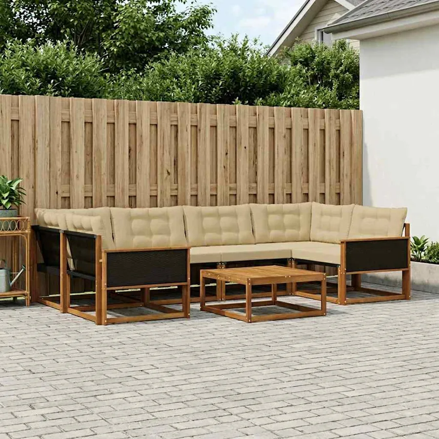 Ensemble de canapés d'extérieur 7 pcs Naturel et Beige