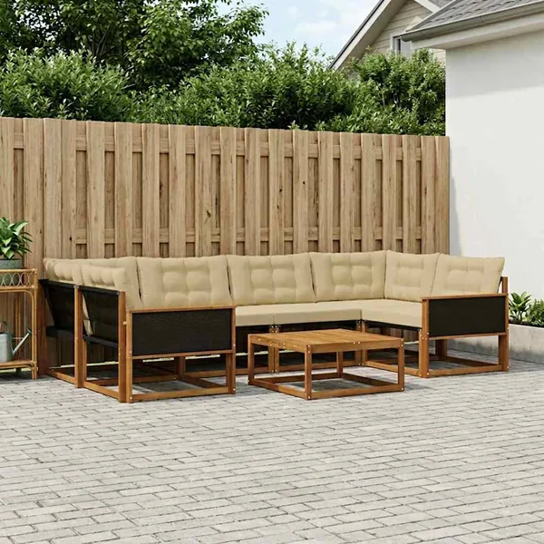 Ensemble de canapés d'extérieur 7 pcs Naturel et Beige